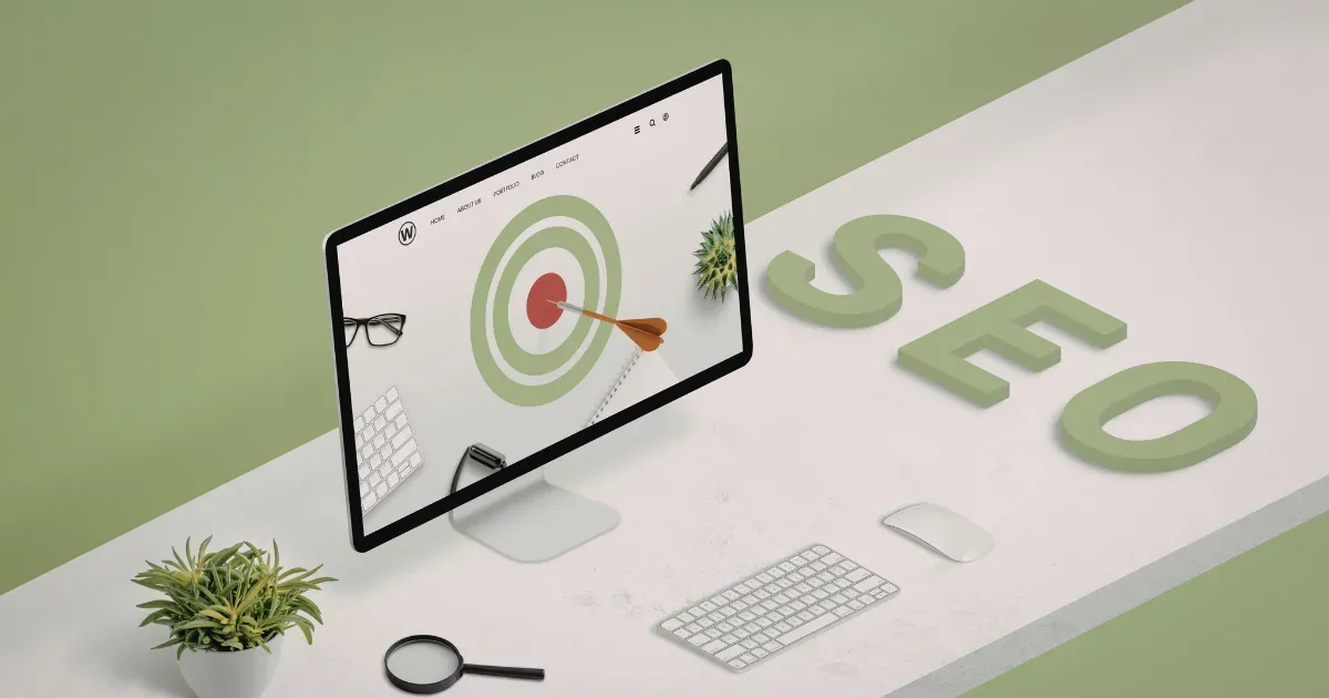 Monitor con sito web che mostra un bersaglio per strategie di Local SEO e ottimizzazione per i motori di ricerca su scrivania