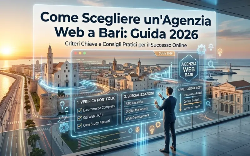 Imprenditore pugliese che confronta portfolio di agenzie web a Bari prima di scegliere il fornitore
